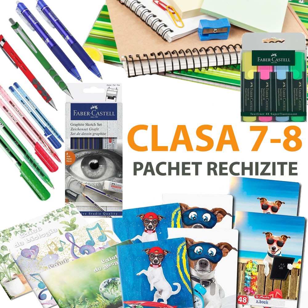 Pachet rechizite scolare pentru clasa 7-8, set complet pentru elevi, 31 piese - imagine 19